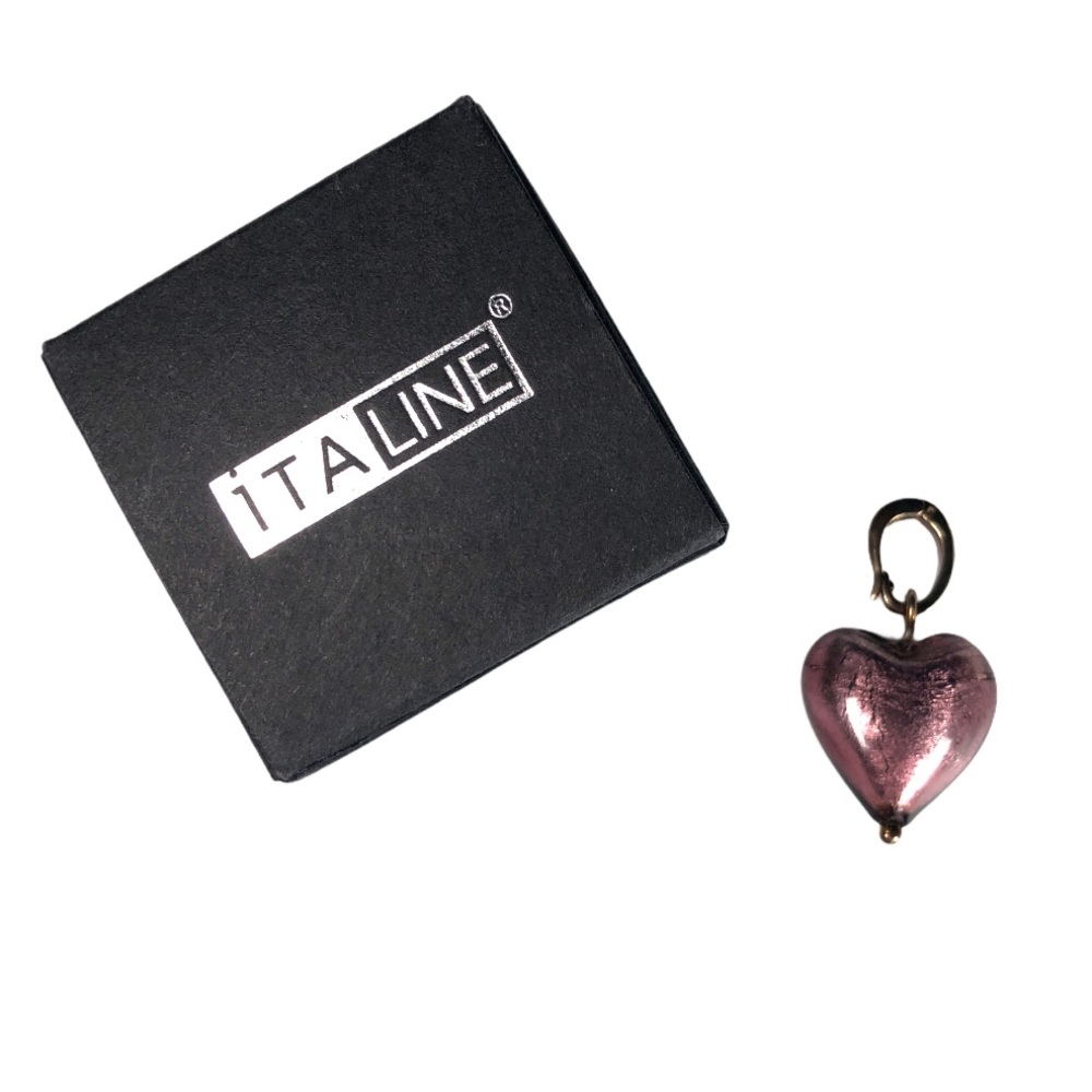 Murano Glass Rose Gold Puffy Heart Pendant